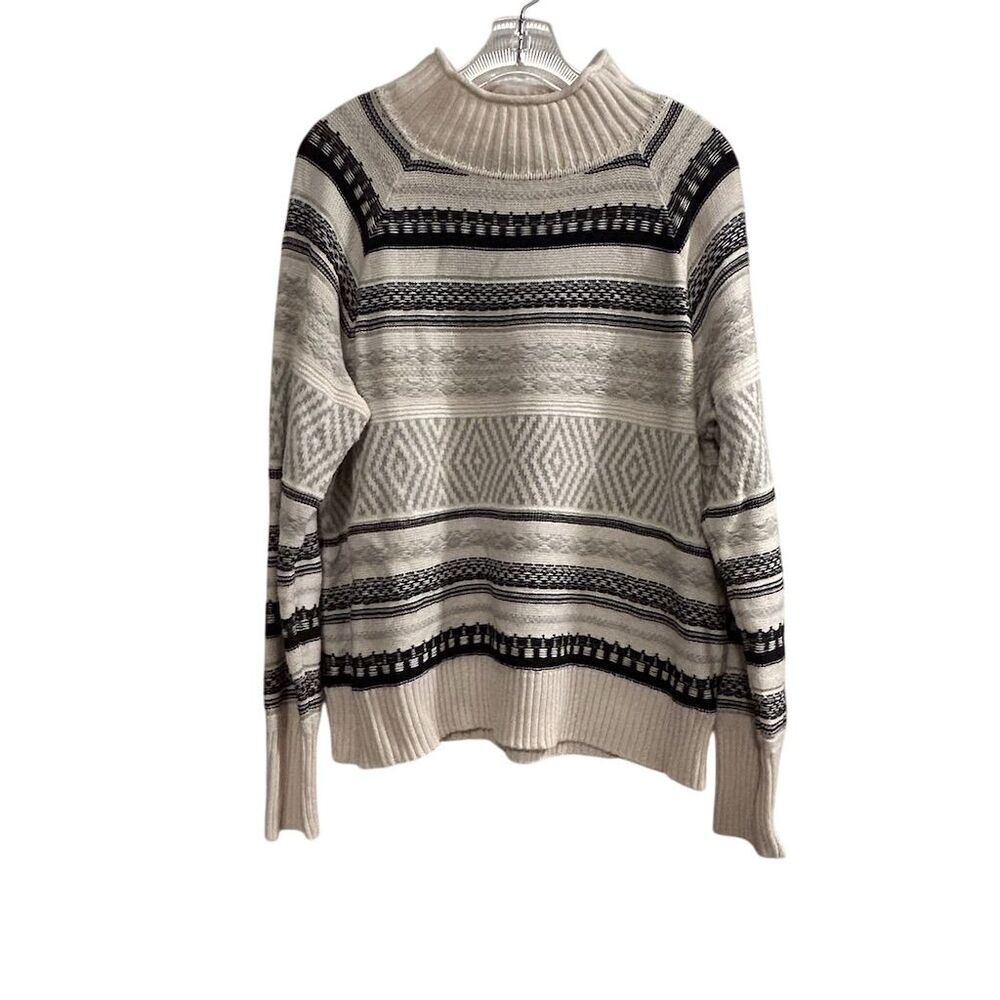 Chaps Men's XL‎ Striped Fair Isle Mock Neck Pullover Sweater Multicolor